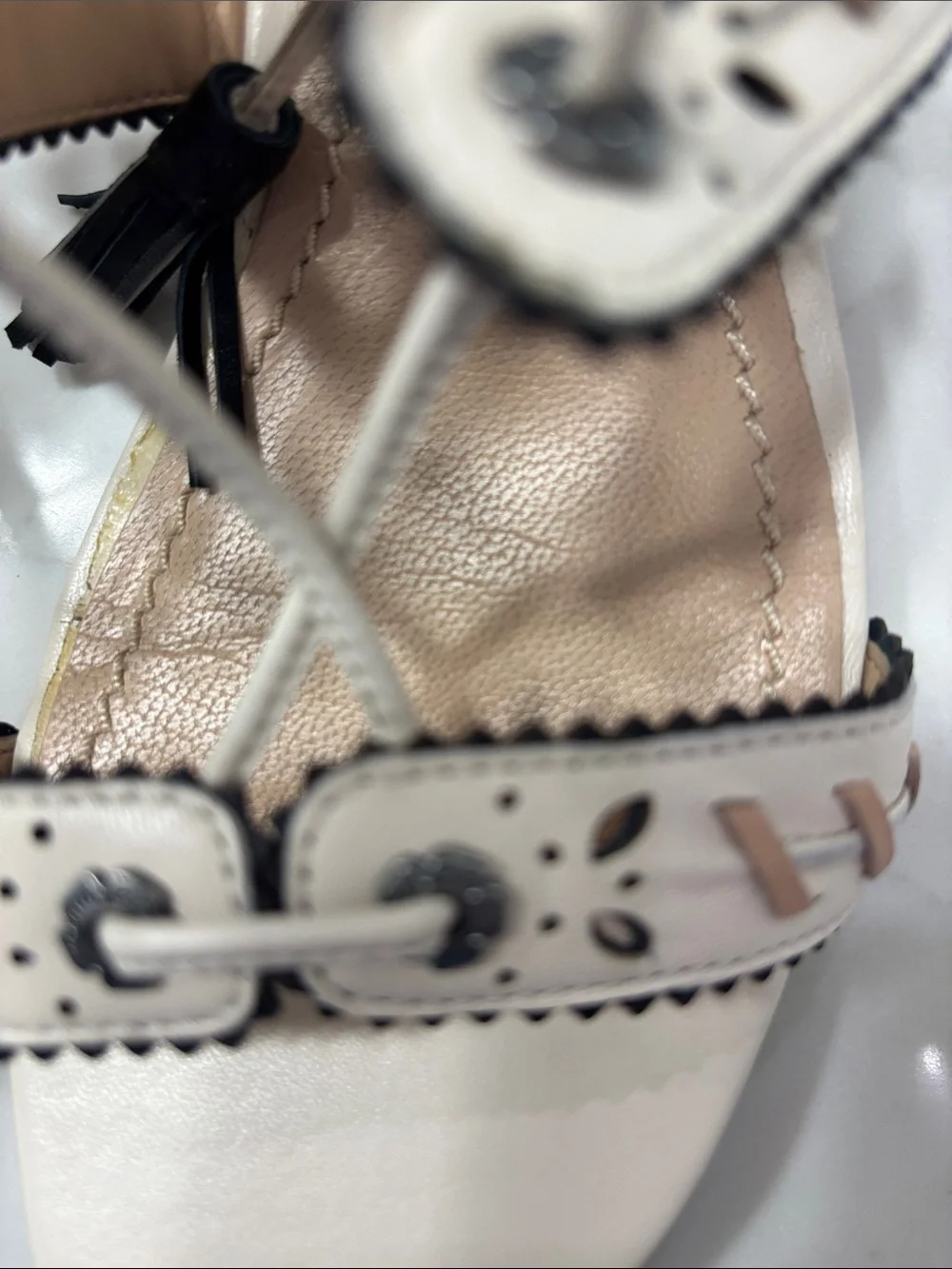 Coach Two-Tone Lace-Up Gladiator Sandal in Pale Pink and Black